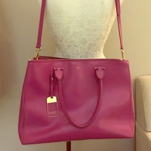 Ralph Lauren Magenta Newbury Satchel Purse